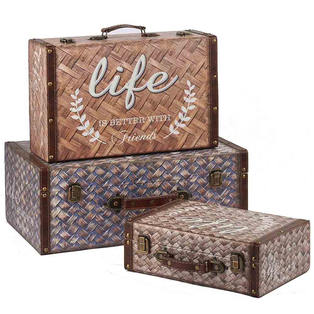 Printed Bamboo Weaving suitcase wholesale