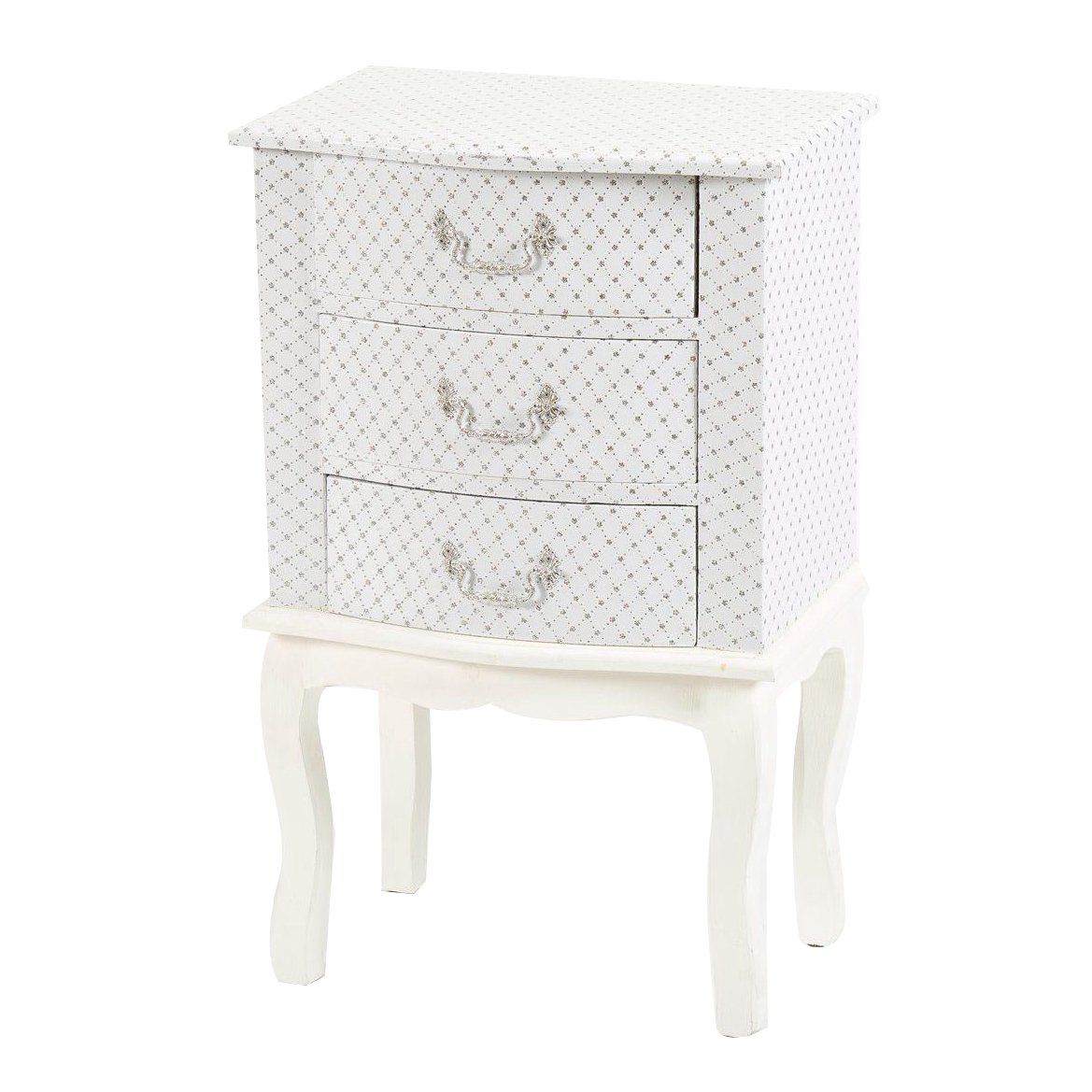 White Nightstand with Drawers SJ14487