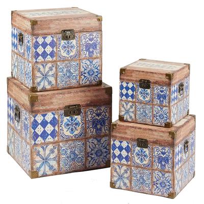 Blue and White Wood Treasure Chest Wholesale