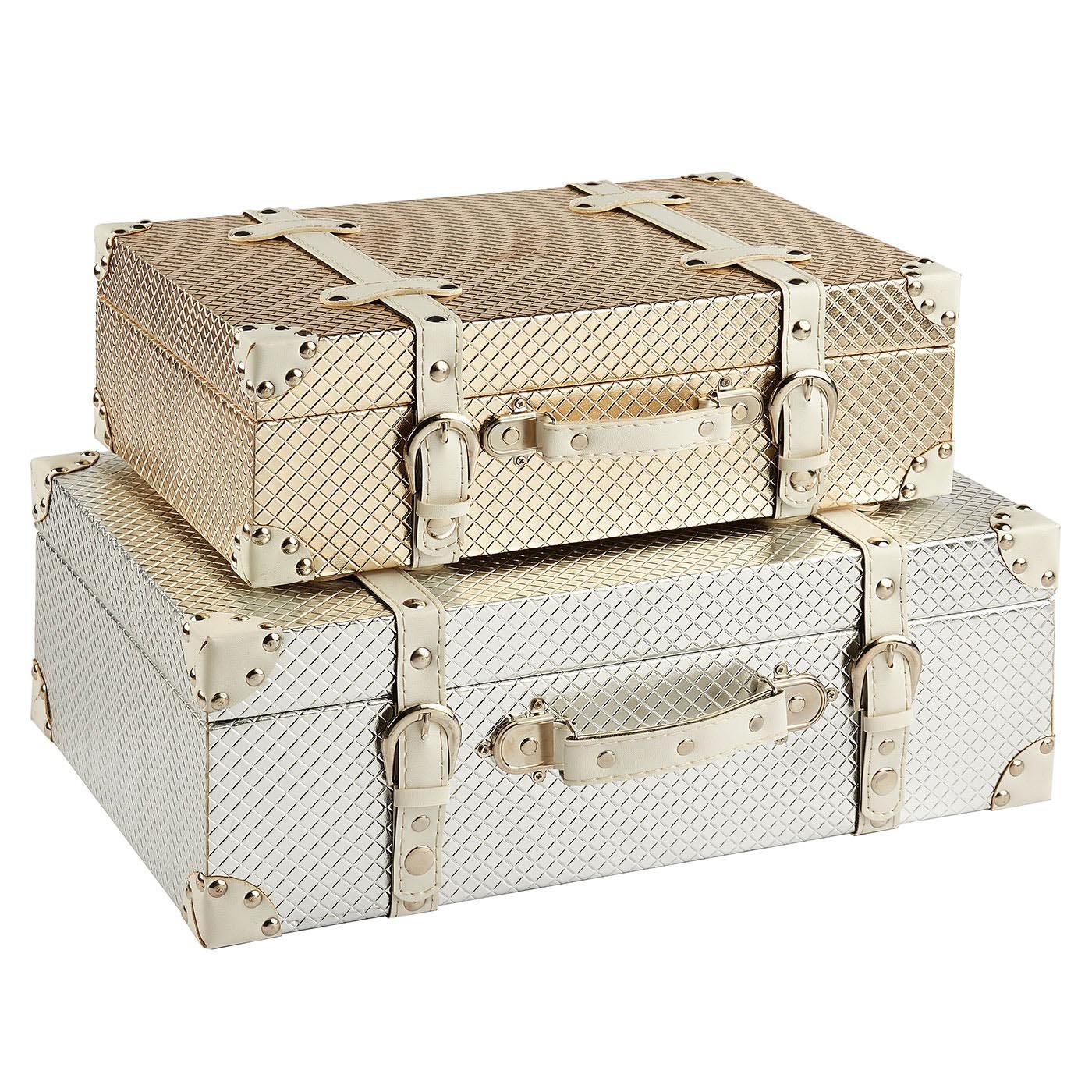 Gold and Silver Leather Suitcase Wholesale