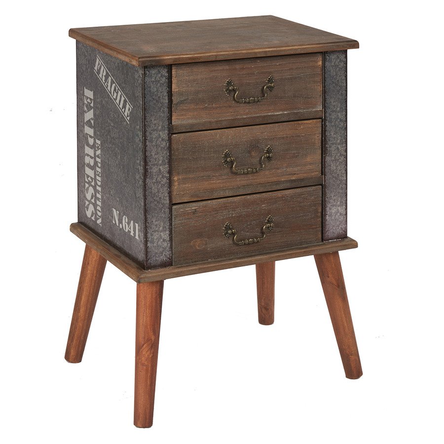 Industrial Nightstand with 3 drawers Wholesale